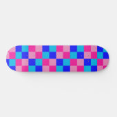 Roze en blauwe geruite print persoonlijk skateboard (Horizontaal)