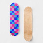 Roze en blauwe geruite print persoonlijk skateboard (Voorkant)