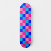 Roze en blauwe geruite print persoonlijk skateboard (Voorkant)