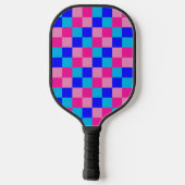 Roze en blauwe geruite print pickleball paddle (Achterkant)