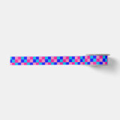 Roze en blauwe geruite print satijnen lint (Voorkant)