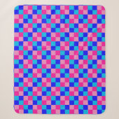 Roze en blauwe geruite print sherpa deken (Voorkant)