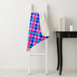 Roze en blauwe geruite print sherpa deken