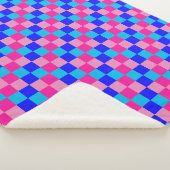 Roze en blauwe geruite print sherpa deken (3/4)