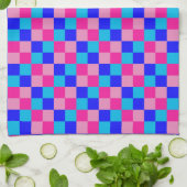 Roze en blauwe geruite print theedoek (Gevouwen)