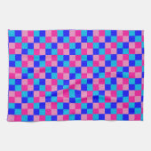 Roze en blauwe geruite print theedoek (Horizontaal)