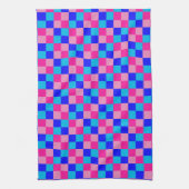 Roze en blauwe geruite print theedoek (Verticaal)
