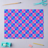 Roze en blauwe geruite print tissuepapier (Craft)