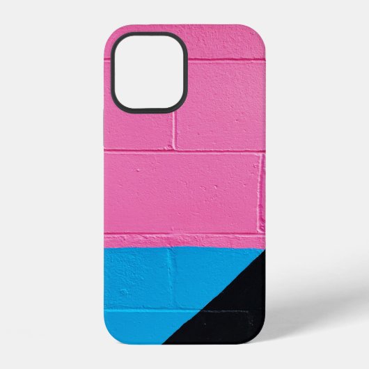 Roze en blauwe geschilderde muur iPhone hoesje (Achterkant)