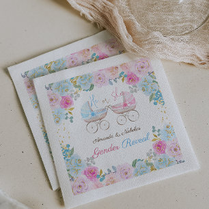 Roze en blauwe geslacht onthulling decoratie servet