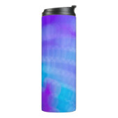 Roze en blauwe gestreepte textiel thermosbeker (Gedraaid links)