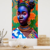 Roze en blauwe gezichtsopname prinses poster (Keuken)