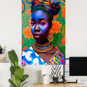 Roze en blauwe gezichtsopname prinses poster (Thuiskantoor)