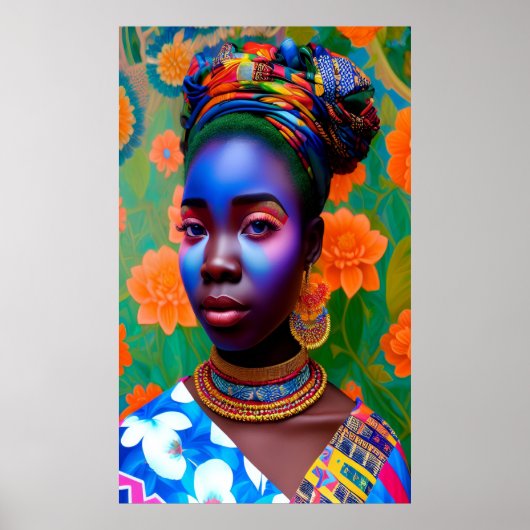 Roze en blauwe gezichtsopname prinses poster (Voorkant)