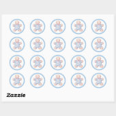 Roze en Blauwe Gingerbread Man Ronde Sticker (Vel)