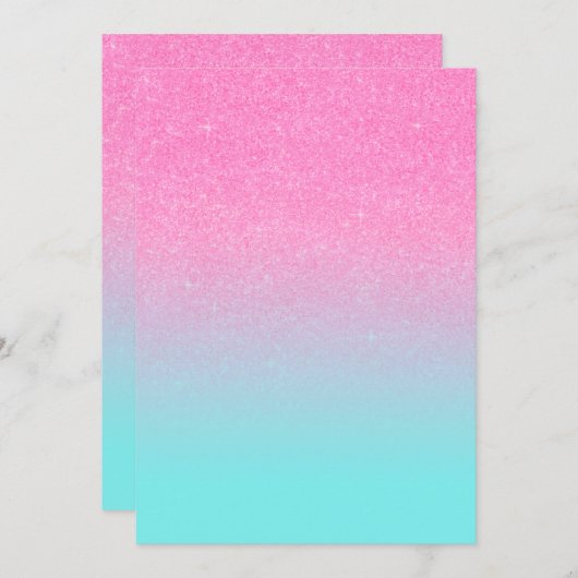 Roze en blauwe glitter look diva girly achtergrond kaart (Voorkant / Achterkant)