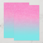 Roze en blauwe glitter look diva girly achtergrond kaart (Voorkant / Achterkant)