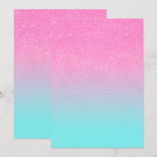 Roze en blauwe glitter look diva girly achtergrond kaart (Voorkant / Achterkant)