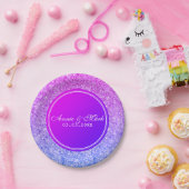 Roze en blauwe glitter- Sla de datum Papieren Bordje (Feest)