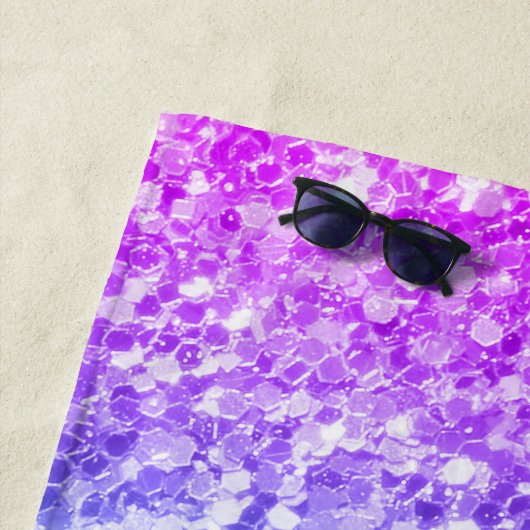 Roze en blauwe glitterpatroon strandlaken (In situ)