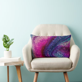 Roze en blauwe glitters abstracte lendenkussen kussen