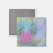 Roze en Blauwe Glow Bouquet Originele Kunst Magneet (Voorkant / Achterkant)