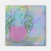 Roze en Blauwe Glow Bouquet Originele Kunst Magneet (Voorkant)