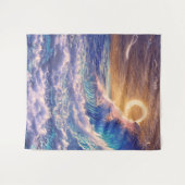 Roze en blauwe golven Golden Horizon Wandkleed (Voorkant (horizontaal))