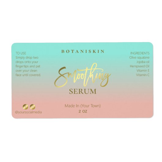 Roze en blauwe goudkleurige serumetiketten etiket (Voorkant)