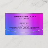 Roze en blauwe gradiënt faux metallic achtergrond visitekaartje (Achterkant)