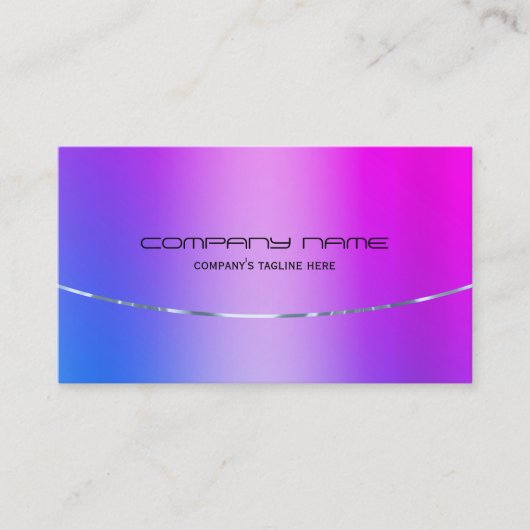 Roze en blauwe gradiënt faux metallic achtergrond visitekaartje (Voorkant)