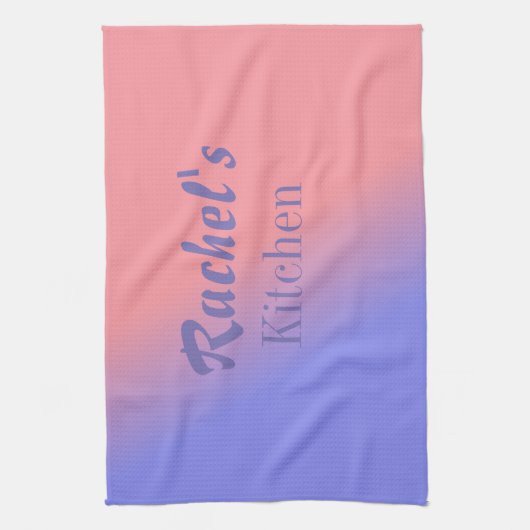 Roze en Blauwe Gradiënt Theedoek (Verticaal)