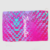 Roze en blauwe gradiënthexagonpatroon golfhanddoek (Horizontaal)