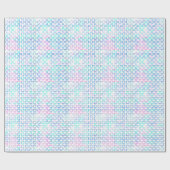 Roze en Blauwe Grafische Vierkanten Cadeaupapier (Vlak)