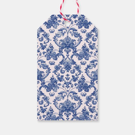 Roze en Blauwe Grandmillennial Candy Cane Cadeaulabel (Achterkant)