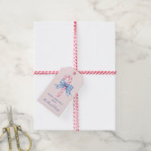 Roze en Blauwe Grandmillennial Candy Cane Cadeaulabel (Met Touw)