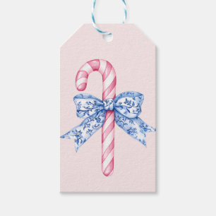 Roze en Blauwe Grandmillennial Christmas Puppy Cadeaulabel