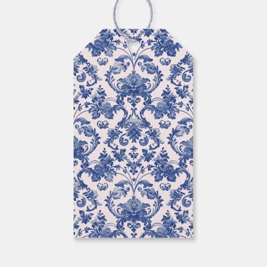 Roze en Blauwe Grandmillennial Christmas Stocking Cadeaulabel (Achterkant)