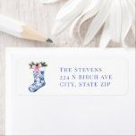 Roze en Blauwe Grandmillennial Christmas Stocking Etiket<br><div class="desc">Dit kerstretouradreslabel heeft een roze en blauwe Grandmillennial Christmas Stocking. U kunt aanpassen met jouw naam en adres.</div>