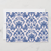Roze en Blauwe Grandmillennial Damask Sleigh Kaart (Achterkant)