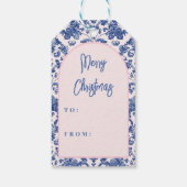 Roze en Blauwe Grandmillennial Nutcrackers Cadeaulabel (Achterkant)