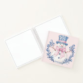 Roze en blauwe Grandmillennial Snowman Notitieboek (Binnen)