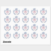 Roze en blauwe Grandmillennial Snowman Ronde Sticker (Vel)