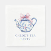 Roze en blauwe Grandmillennial Tea Party Servet (Voorkant)