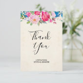  roze en blauwe grenspost bedankkaart (Staand voorkant)