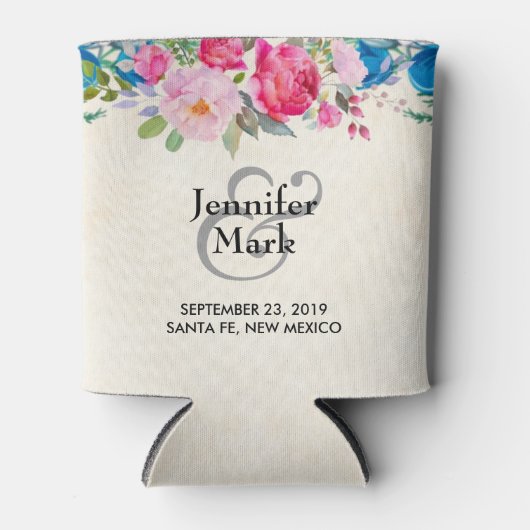 roze en blauwe grenspost blikjeskoeler (Voorkant)