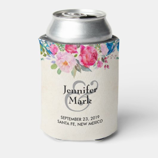  roze en blauwe grenspost blikjeskoeler (Blikje Achterkant)