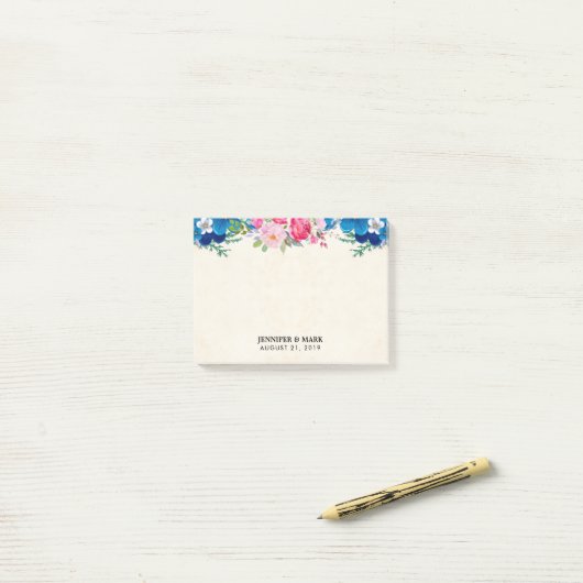  roze en blauwe grenspost post-it® notes (Op bureau)