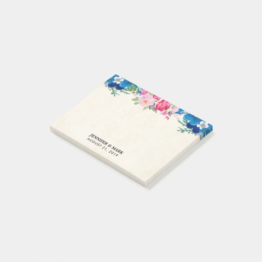  roze en blauwe grenspost post-it® notes (Schuin)