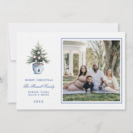 Roze en Blauwe Grootduizendjarige Kerstboom Kaart